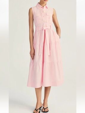 Derek Lam 10 Crosby Florence Sleeveless Shirt Dress in Light Pink